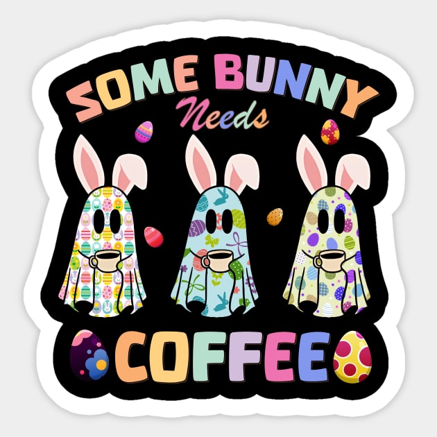 Some Bunny Needs Coffee Cute Easter Sticker by inksplashcreations